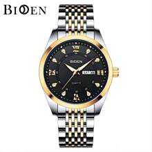 BIDEN BIDEN Men's Fashionable Business Watch, High-Quality Luxury Waterproof Luminous Pointer Calendar Week, Men's Steel Strap Quartz Watch, With Gift Box, Suitable For Daily Business And Leisure Wear