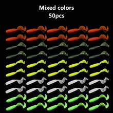 50 件仿生软虫鱼饵、卷尾蛆、PVC 卷尾鱼饵、无铅淡水和咸水人工鱼饵