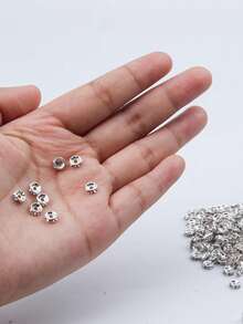 100/200/500pcs Plated Round Spacer Beads Czech Crystal Rhinestones For Jewelry Making, Bracelet - Silver White - View 2