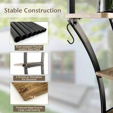 GOFLAME 8-Tier Tall Wooden Plant Stand Rack Curved Half Moon Shape Ladder Planter Shelf - Khaki - View 3
