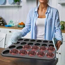 1 件 24 杯松饼盘、不粘蛋糕烤盘、烹饪烘焙工具 - 灰色 - 查看 4