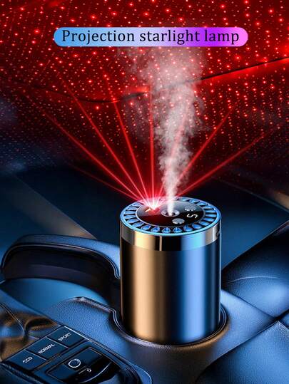 Multi Functional Car Aromatherapy Diffuser, USB Home Aromatherapy Machine, 5 Lighting Effects, With Projection Starlight Light, 5 Working Modes, Digital Display, Rechargeable, 5 Aromatherapy Essential Oils To Choose From, Suitable For Cars, Offices, Bedrooms, Hotels, Pet Rooms