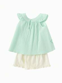 Balabala Baby Girls' Vintage-Style 2 Pieces Set, Sweet & Playful Look - Pink Green - View 5
