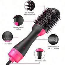 4 In 1 Hot Air Brush Styling Comb One-Step Heating Comb Hair Straightening Brush For Straight Curly Professional Hair Dryers - EU C Type Plug(220-240V) - View 4