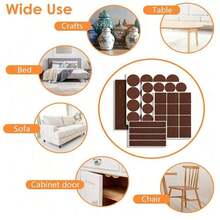 104/300pcs Premium Felt Furniture Pads Set - Non-Slip Heavy Duty Protection Chair Pads For Hardwood And Laminate Floors, Multi-Purpose Self-Adhesive Chair Leg Floor Protectors For Tables, Chairs And Appliances,Noise Reduction Without Scratches,Suitable For Kitchen, Living Room,Cafe(Brown,Beige) - Multicolor - View 6