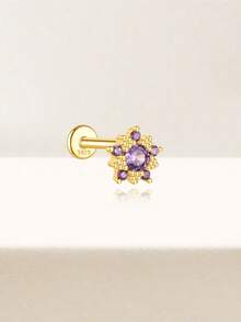 Amethyst Flat Back Labret Earring Set 16G Amethyst Cartilage Helix Earrings Tragus Earrings Conch Earring Stacking Earrings - Multicolor - View 11