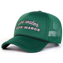1 pièce Casquette de camionneur avec lettre brodée "Save Water Drink Margs" pour femmes, chapeau de mode décontracté streetwear pour le printemps/automne, les voyages, la plage - Multicolore - Voir 9