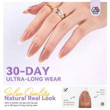 SAVILAND Press On Nails For Women: 4-In-1 French Tip Press On Nails Acrylic 15 Sizes Press On Nails Almond Medium Strong Nail Glue For Press Ons U V Light Nail Glue Remover A-F Primer French Tip Tool - Almond - 查看 2