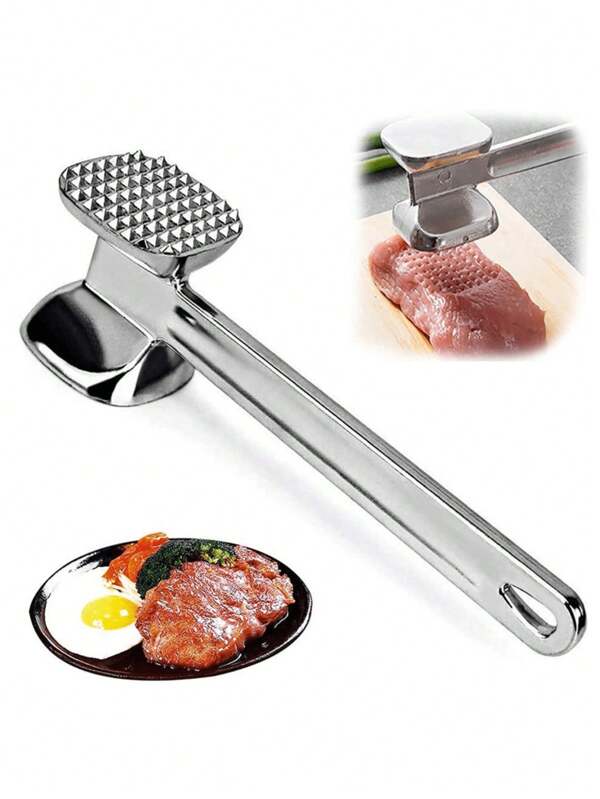 Meat Tenderizer, Stainless Steel Steak Mallet, Kitchen Tool, Heavy Duty Double-Sided, For Tenderizing Beef Steak