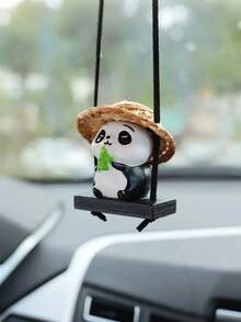 1 pieza Lindo y creativo colgante de panda para auto, producto para interior de auto, adorno colgante para espejo retrovisor, decoración de auto - Multicolor - Ver 10