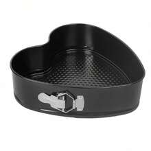 1 molde para hornear pasteles, molde para pasteles de embrión, molde de fondo móvil, molde para pasteles caseros antiadherente, molde de fondo plano para hornear en casa. - Forma de corazón 24,5cm - Ver 3