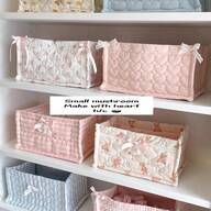 1 pieza Cesta de almacenamiento con lazo 3D rosa y azul, organizador de escritorio para cosméticos, brochas de maquillaje, productos de cuidado de la piel, decoración de escritorio, esencial para volver a la escuela