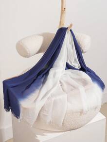 1PC 75*185cm Solid Color Gradual Change Short Tassel Scarf Shawls And Wraps Summer Soft Lightweight Multi-Functional Accessories Large Over Size Silky Feeling Unisex Evening Dresses Party Travel Office Wedding Evening Dresses Gift - Scarf - View 3