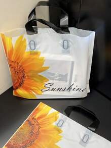 50 Pieces Of Vibrant Sunflower Pattern Gift Bags - Reusable Plastic Tote Bags Suitable For Shopping, Parties, And Special Occasions - Perfect For Weddings, Birthday Parties, Holiday Decorations