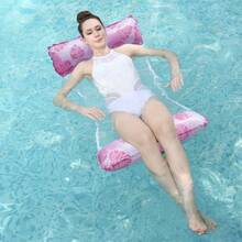 1pc Inflatable Pool Leaf Pattern Double Tube Floating Bed, Foldable Single Person Water Hammock - Multicolor - View 5