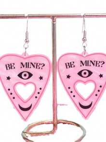 Khuyên tai hình trái tim rỗng BE MINI mới, phụ kiện ngày Valentine, khuyên tai acrylic thời trang. - Một cỡ - Xem 2