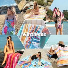 [Hot]Multifunctional Oversized Beach Towel, Bed Sheet, Sofa Cover, Picnic Mat All-In-One Towel, Extra Large XXL 90cm*180cm Travel Towel Quick Dry For Swimming Sports Camping Yoga Gym - Blue - View 6