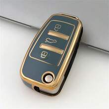 适用于奥迪 A1 A3 A4 A5 A6 A7 S3 S7 S8 R8 Q2 Q3 Q5 Q7 Q8 C5 C6 TT RS3 RS6 的 1 件装 TPU 全包覆式汽车翻盖钥匙扣保护套 - 單包 - 查看 4