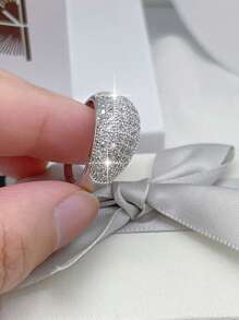 1pc Ins Style Luxury Big Oval Zirconia Rings For Women Engagement Weddings Ring Jewelry Luxury Dresses