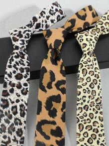 1 pieza Corbata de hombre con estampado de leopardo, suave y amigable con la piel, de felpa, no brillante, adecuada para fiestas, festivales de música, cosplay