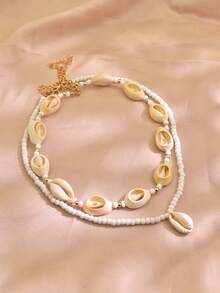 2pcs/Set Bohemian Shell Beaded Necklace, Suitable For Beach Party, Travel & Vacation, Girlfriend Gift - Shell Necklace - View 2