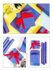 1 rolka fluorescencyjnego papieru do pakowania, fluorescencyjne litery papier do pakowania prezentów na ślub, urodziny, wieczór panieński, walentynki, dzień matki, przyjęcie świąteczne, bukiet kwiatów DIY - Niebieski Różowy - Zobacz 2