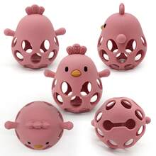 1pc Silicone Hollow Chicken Baby Teething Toy - Multicolor - View 3