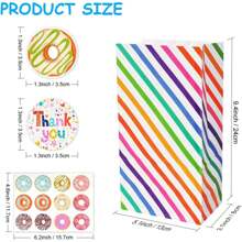 12 pièces, 10 pièces de sacs cadeaux en papier pour anniversaires avec 2 pièces d'autocollants, 24 cm x 13 cm x 8 cm, sacs de fête à rayures arc-en-ciel, sacs cadeaux, sacs de fête avec autocollants de remerciement pour sacs de fête, anniversaires, cadeaux, baby shower, mariages, Noël