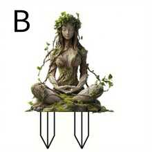 Decoración de hada forestal plana en 2D de acrílico - Una imagen femenina solemne con detalles naturales, perfecta para decoración del hogar y la oficina, uso en interiores y exteriores, decoración de jardín de verano sin alimentación eléctrica, accesorios de jardín de cuento de hadas, decoración de oficina - Multicolor-V - Ver 14