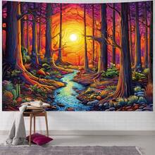 Galaxy Space Tapestry Colorful Starry Sky Tapestry Mountain Tapestries Misty Forest Tapestries Fantasy Landscape Wall Hanging Decor For Home Home Decoration For Bedroom,Living Room,Dorm - Sun Forest - View 1