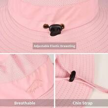 Sun Hats For Men Women Fishing Hat UPF 50  Breathable Wide Brim Summer UV Protection Hat - Pink(with Face Cover & Neck Flap ) - View 7