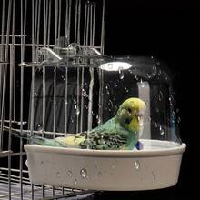 透明鸟浴笼，鹦鹉浴室，户外鸟浴区，喂鸟笼，仓鼠日常用品，鸟挂配件，宠物鸟用品，PVC鸟笼，底部防滑，安装简单，适合鹦鹉和小鸟，是鸟类爱好者的完美礼物 - 彩色 - 查看 5