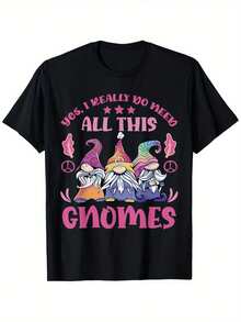 I Really Do Need All This Gnomes Garden Gnome T-Shirt, 100% Cotton 180g, Black Round Neck, Size S-XXXL, Garden T-Shirts For Men And Women, Spring, Fine Day - Black - View 1