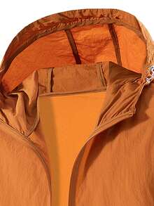 Summer New Solid Color Men Outdoor Sports Jacket, Long Sleeve Sunscreen Running Fitness Coat - trái cam - Xem 3