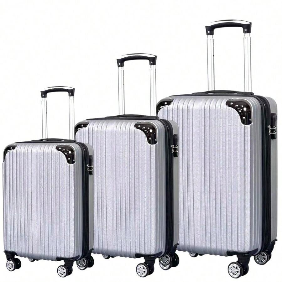 Small 10kg Cabin Travel Suitcase 55x35x25 ABS Rigid 360 Wheels With Expandable Zipper Takes Into The Cabin Of The Aircraft Resistant - 銀色 - 查看 1