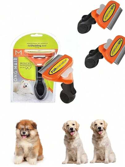 Peine para perros, herramienta para quitar la capa inferior, peine para gatos ABS, cepillo para perros, aseo profesional para mascotas como gatos y perros (tamaño: S M)