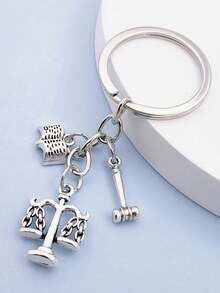 1 件女士新款创意天秤座正义秤律师法学院，法律锤法官平衡钥匙扣汽车配件可爱哥特 Y2k 万圣节配件教师节圣诞节礼物创意包挂绳带身份证夹汽车配件包饰