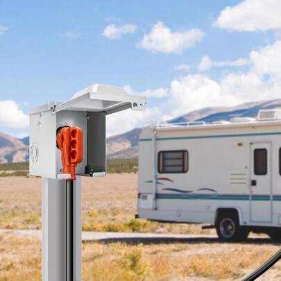 15 Ft RV Extension Cord, 50 Amp, Heavy Duty STW RV Power Cord, NEMA 14-50R Female NEMA 14-50P Male Plug, With LED Indicator Handle 15A Adapter, For RVs, Trams, Generators, Campers, ETL Listed