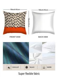 1pc Striped Print Pattern Pillow Cover - 17.7*17.7 Inches Soft Plush Pillow Sham, Single-Sided Print, Zipper Closure - Great For Sofa And Home Decor - No Embroidery (Pillow Insert Not Included) - Multicolor - View 4