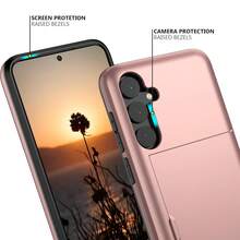 钱包式手机壳，带卡槽和双层硬壳，兼容三星 S25 Ultra、S24 Ultra、S23 Ultra、A35、A55、A56；防水、防震、防摔、防刮手机壳，兼容 15、14、13、12、11、16 Pro Max Plus - 粉色 - 查看 4