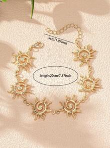 1 Pc Golden Color Spiral Sunburst Anklet For Women , Summer Foot Jewelry ,Beachy Style Foot Ankle Bracelet