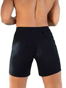 3-Counts Men's Summer Thin Ice Silk Quick-Dry Bermuda Shorts With Loose Straight Fit And Brand Logo Print
