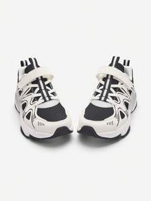 Balabala Kids' Breathable Sneakers, Retro Chunky Running Shoes - White and Black - View 6