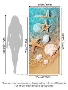 1 件超柔软超细纤维海星印花沙滩巾，速干毛巾，适合成人、旅行、夏季、运动、游泳池、瑜伽、露营海滩必备品 - 海星2 - 查看 3