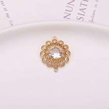 2pcs Hollow Sunflower Cubic Zirconia Encased In Copper Pendant, DIY Jewelry For Necklace, Earring, Hair Clip, Jewelry Connector - Multicolor - View 11