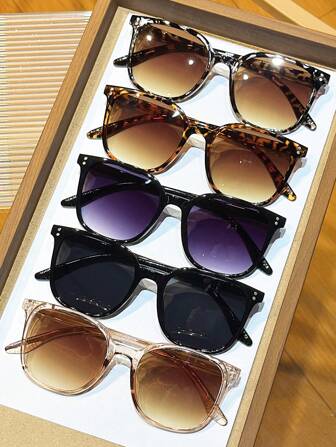 1/2/3/5pcs Unisex Plastic Square Frame Eyeglasses, Casual Bohemian Style Women Autumn/Winter Fashion Decorative Shades, Suitable For Outdoor Wear, Couples DecoratiEyeglassesses