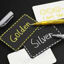 2pcs Gold & Silver Metal Paint Pens For Diy Drawing On Black Card/Doodling/Craft/Scrapbooking/Sign-Making - Multicolor - View 6