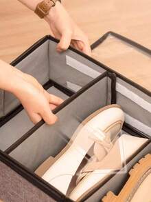 1pc/2pcs Transparent Divider Shoe Box Organizer For Underbed Storage, Dustproof And Space-Saving Shoe Storage Bin For Boots And Sneakers, Clear Lightweight Case With Removable Divider, Ideal For Dorm Rooms, Small Apartments, And Wardrobes; Keeps Footwear Dust-Free, Easily Stackable, Perfect For Seasonal Closets And Spring/Summer Rotations, Maximizes Closet Space, Quick Access And Neat Display - Grey - View 3