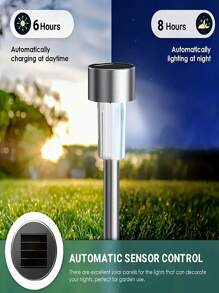 10 pezzi Luci a picchetto solari a LED, luci decorative da esterno alimentate a energia solare in acciaio inossidabile per giardino, prato, vialetto, terrazza, vialetto, giardino, decorazione per feste