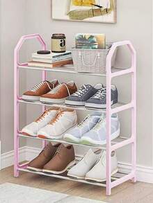 1件装多层鞋架多功能组装鞋架简易鞋柜可折叠不锈钢鞋架